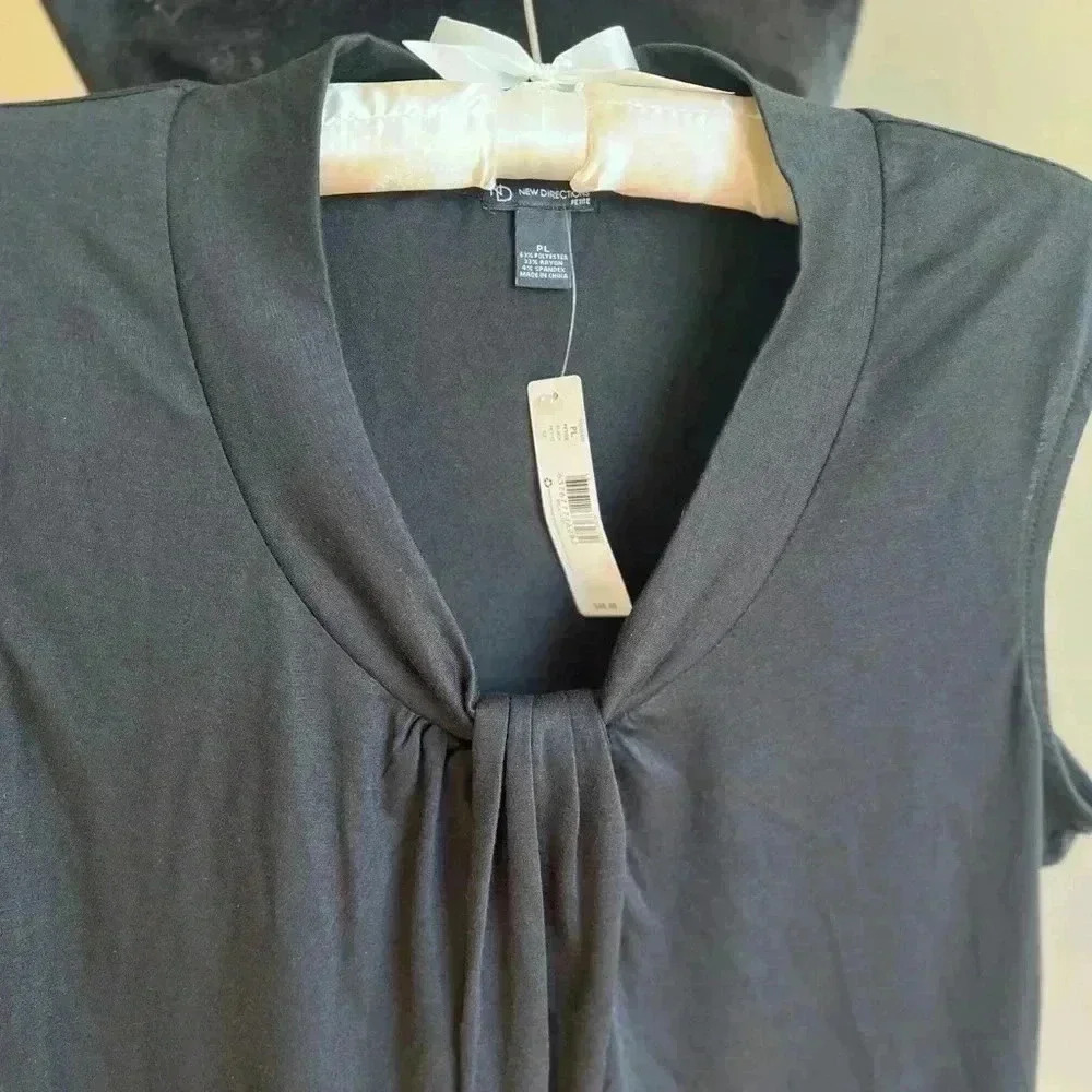 NEW DIRECTIONS BLACK BLOUSE PETITE LARGE NWT - Picture 9 of 13
